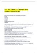 ASL 101 FINAL EXAM WITH 100&percnt; CORRECT ANSWERS 