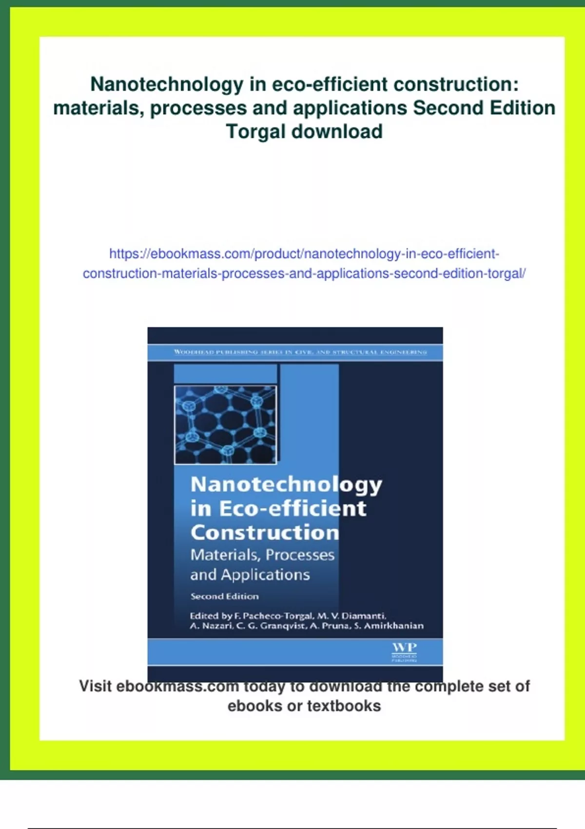 Summary Nanotechnology in eco-efficient construction: materials ...