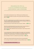PHARMACEUTICAL CALCULATIONS EXAM 2025 QUESTIONS AND ANSWERS