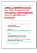 California Cytotechnologist Licensing  Exam Practice Test Questions And  Correct Answers &lpar;Verified Answers&rpar; Plus  Rationales 2025 Q&A &vert; Instant  Download Pdf