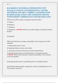 HAZARDOUS MATERIALS OPERATIONS TEST EXAM&vert;&vert; HAZARDOUS MATERIALS EXAM&vert;&vert;  HAZARDNESS MATERIALS AWARENESS AND OPERATIONS EXAM&vert;&vert; ACCURATE AND FREQUENTLY TESTED QUESTIONS AND 100&percnt; CORRECT ANSWERS WITH RATIONALES&vert;&vert; LATEST AND COMPLETE UPDATE WITH EXPERT VERIFIED