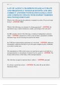 LAW OF AGENCY CHAMPIONS EXAM&vert;&vert; ACCURATE  AND FREQUENTLY TESTED QUESTIONS AND 100&percnt;  CORRECT ANSWERS WITH RATIONALES&vert;&vert; LATEST  AND COMPLETE UPDATE WITH EXPERT VERIFIED  SOLUTIONS&vert;&vert; SURE PASS&excl;&excl; 