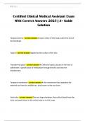 Certified Clinical Medical Assistant Exam With Correct Answers 2025 &vert; A&plus; Guide Solution