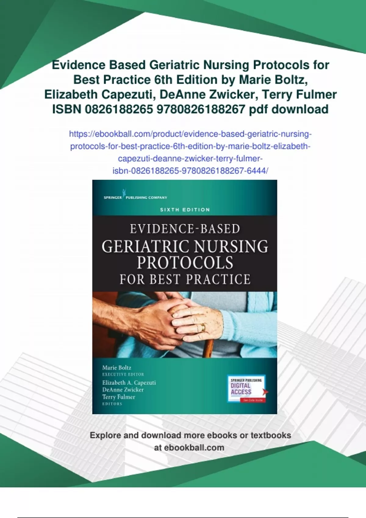 Summary Evidence Based Geriatric Nursing Protocols for Best Practice ...