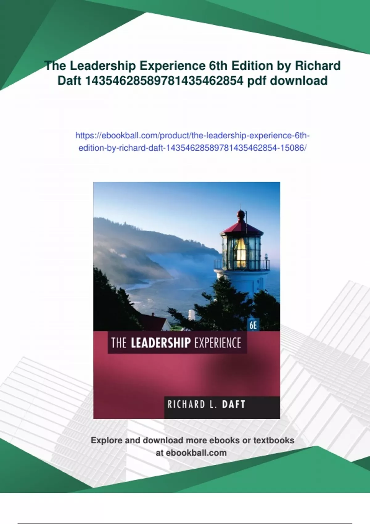 Summary The Leadership Experience 6th Edition by Richard Daft - Digital ...
