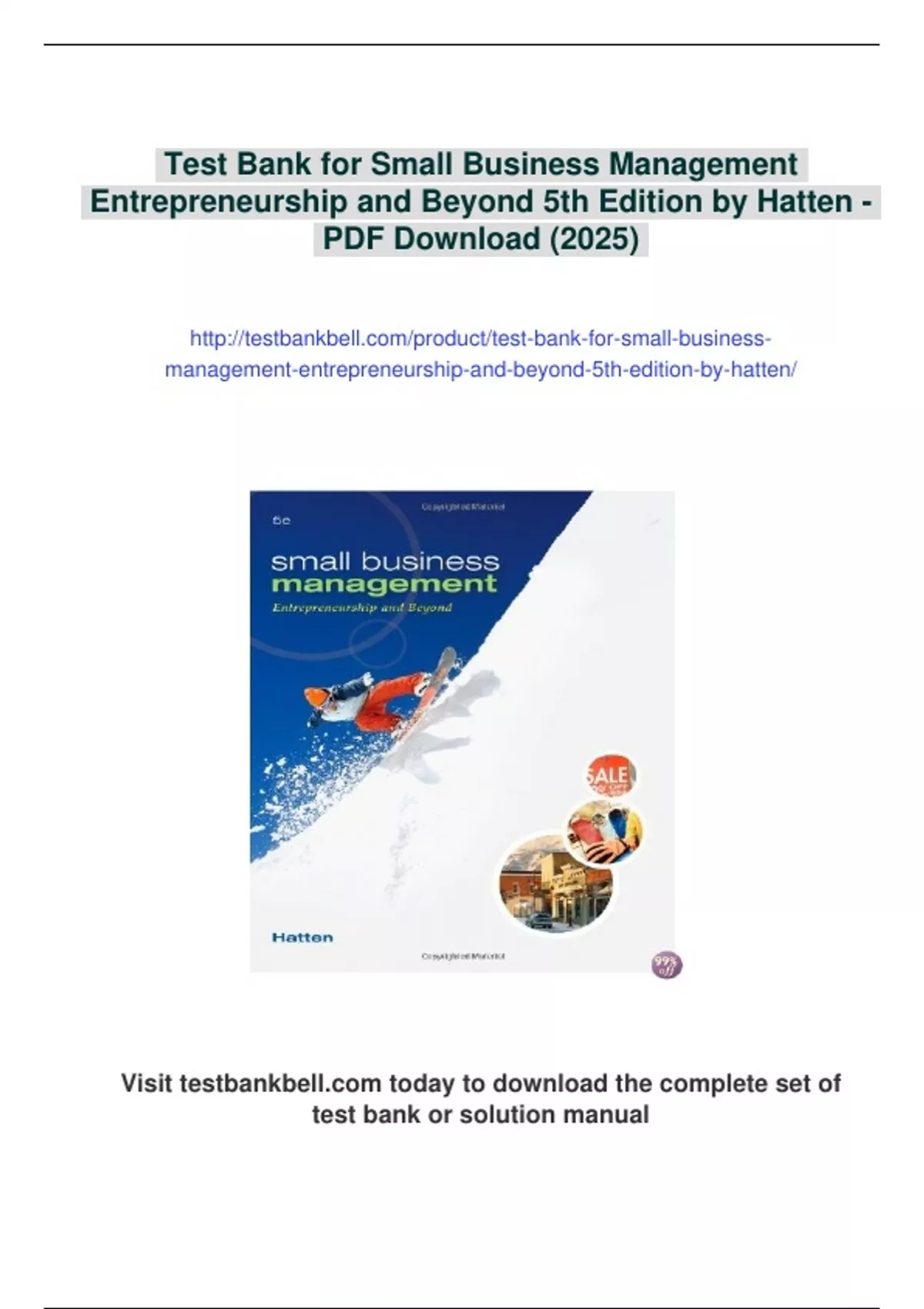 Summary Test Bank for Small Business Management Entrepreneurship and ...