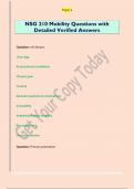 NSG 210 Mobility Questions with  Detailed Verified Answers 