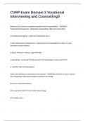 CVRP Exam Domain 3 Vocational Interviewing and Counselling Questions and Answers 100&percnt; CORRECT