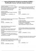 Agency&sol;Organization Program Coordinator &lpar;A&sol;OPC&rpar; Certification Course Test with Answers Graded A