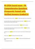 PA EFDA board exam - PA Comprehensive Questions (Frequently Tested) with Verified Answers Graded A+