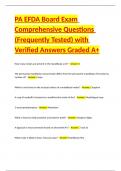 PA EFDA Board Exam Comprehensive Questions (Frequently Tested) with Verified Answers Graded A+