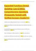 Expanded Functions Dental Assisting- Law & Ethics Comprehensive Questions (Frequently Tested) with Verified Answers Graded A+