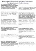 Medical Ethics and Detainee Operations Basic Course Test Questions with Verified Answers