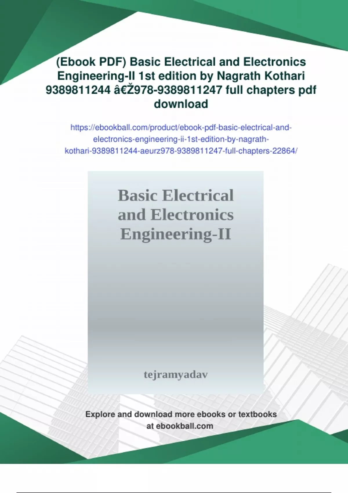 Summary (Ebook PDF) Basic Electrical and Electronics Engineering-II 1st ...