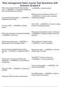Risk management basic course Test Questions with Answers Graded A