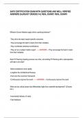 SAFE CERTIFICATION EXAM WITH QUESTIONS AND WELL VERIFIED ANSWERS &lbrack;ALREADY GRADED A&plus;&rsqb; REAL EXAM&excl;&excl;&excl; REAL EXAM&excl;&excl;&excl;