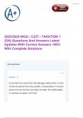 2025&sol;2026 WGU - C237 - TAXATION 1 &lpar;OA&rpar; Questions And Answers Latest Updates With Correct Answers 100&percnt; With Complete Solutions