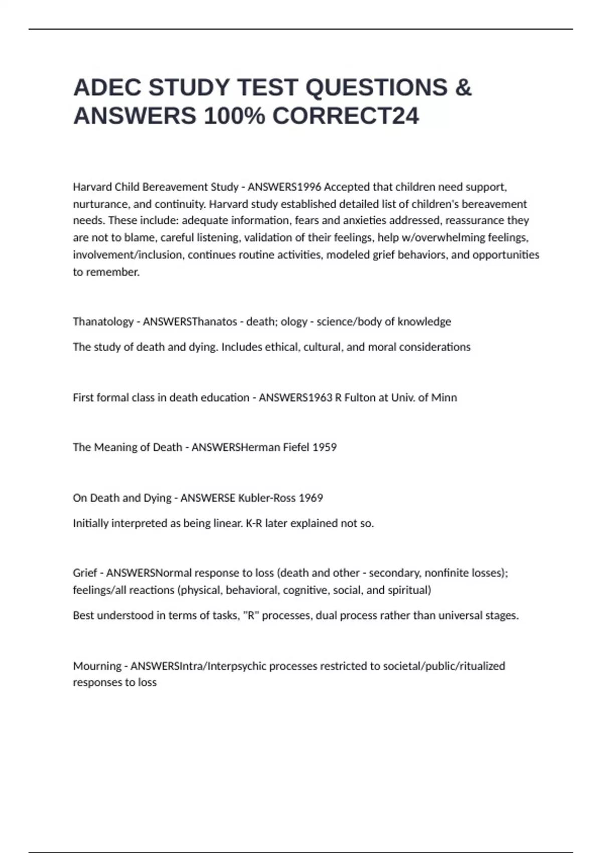 ADEC STUDY TEST QUESTIONS & ANSWERS 100- CORRECT - ADEC STUDY - Stuvia US
