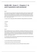 NURS 205 - Exam 3 - Chapters 7&comma; 8&comma; and 9 questions well answered 