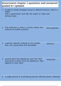 Government chapter 1 questions well answered graded A&plus; updated 