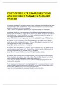 POST OFFICE 474 EXAM QUESTIONS AND CORRECT ANSWERS ALREADY PASSED 