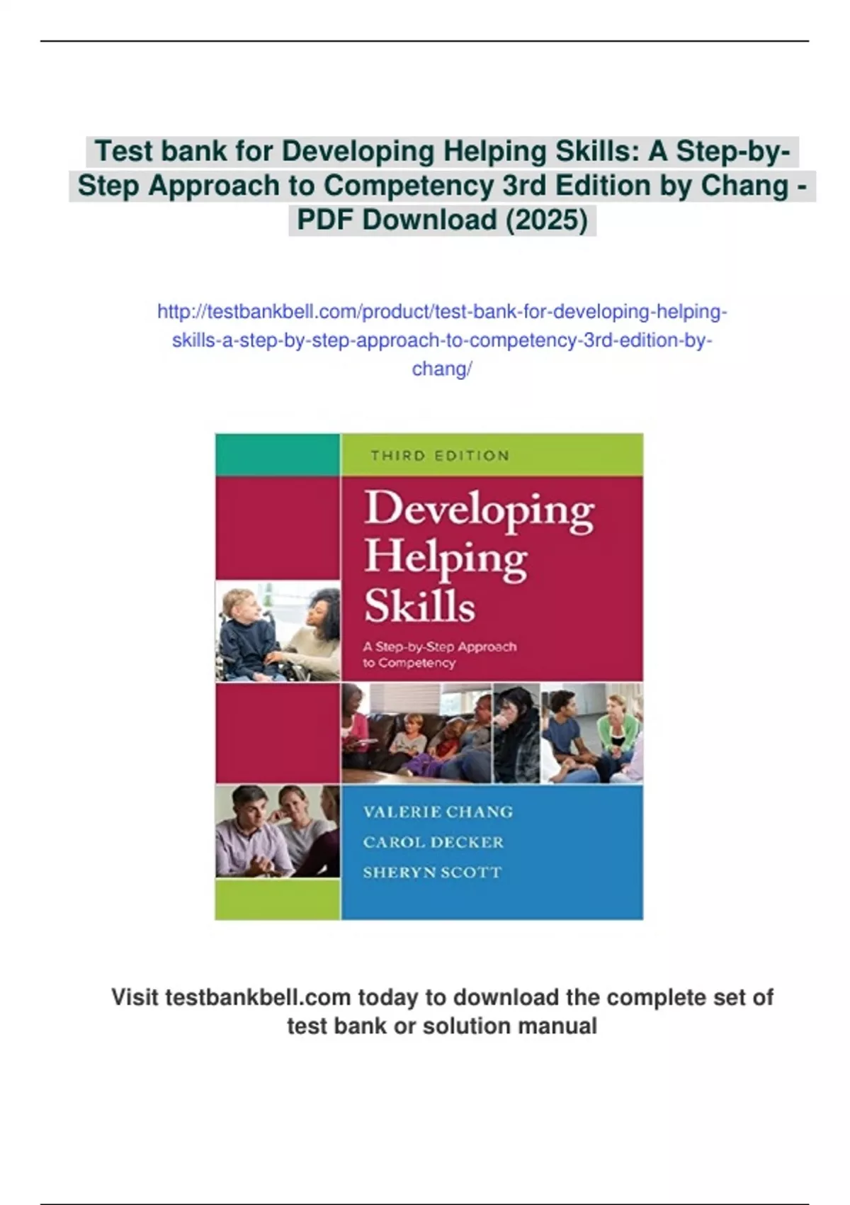 Competency Bank Summary Test bank for Developing Helping Skills: A Step-by-Step ...