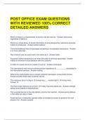 POST OFFICE EXAM QUESTIONS WITH REVIEWED 100&percnt; CORRECT DETAILED ANSWERS 