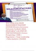 WGU D099 2025 SALES MANAGEMENT MASTERY SYSTEM &lpar;Western Governors University Verified&rpar; &vert; &ast;800&plus; REAL EXAM Q&As&ast; with STEP-BY-STEP RATIONALES &vert; Covers&colon; Prospecting &plus; CRM &plus; Negotiation &plus; Team Leadership &plus; Sales Analytics &vert;