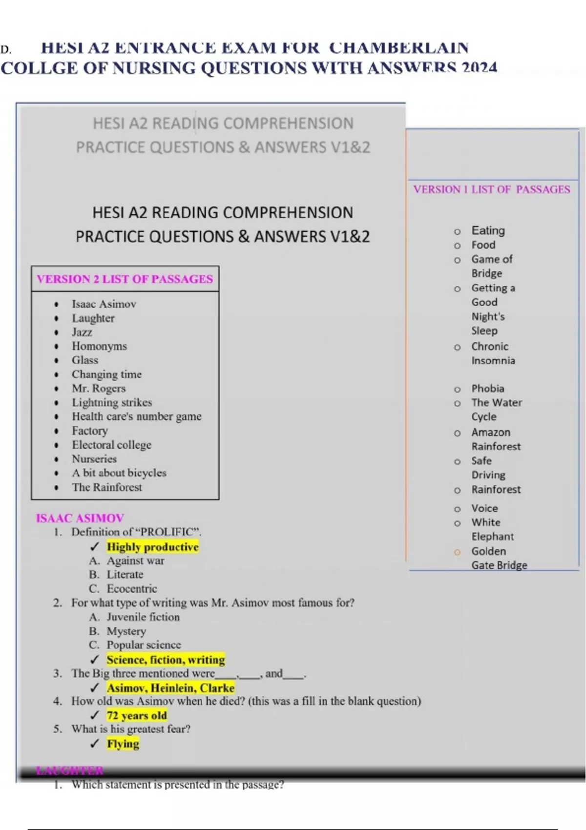 HESI A2 Entrance exam Latest 2025 Test Pack | All Questions with 100% ...