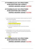 ATI PHARMACOLOGY 2019 PROCTORED   EXAM QUESTIONS AND CORRECT   VERIFIED ANSWERS AGRADE  RATED  