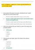 PAX VERBAL ABILITY TEST QUESTIONS & ANSWERS 2025