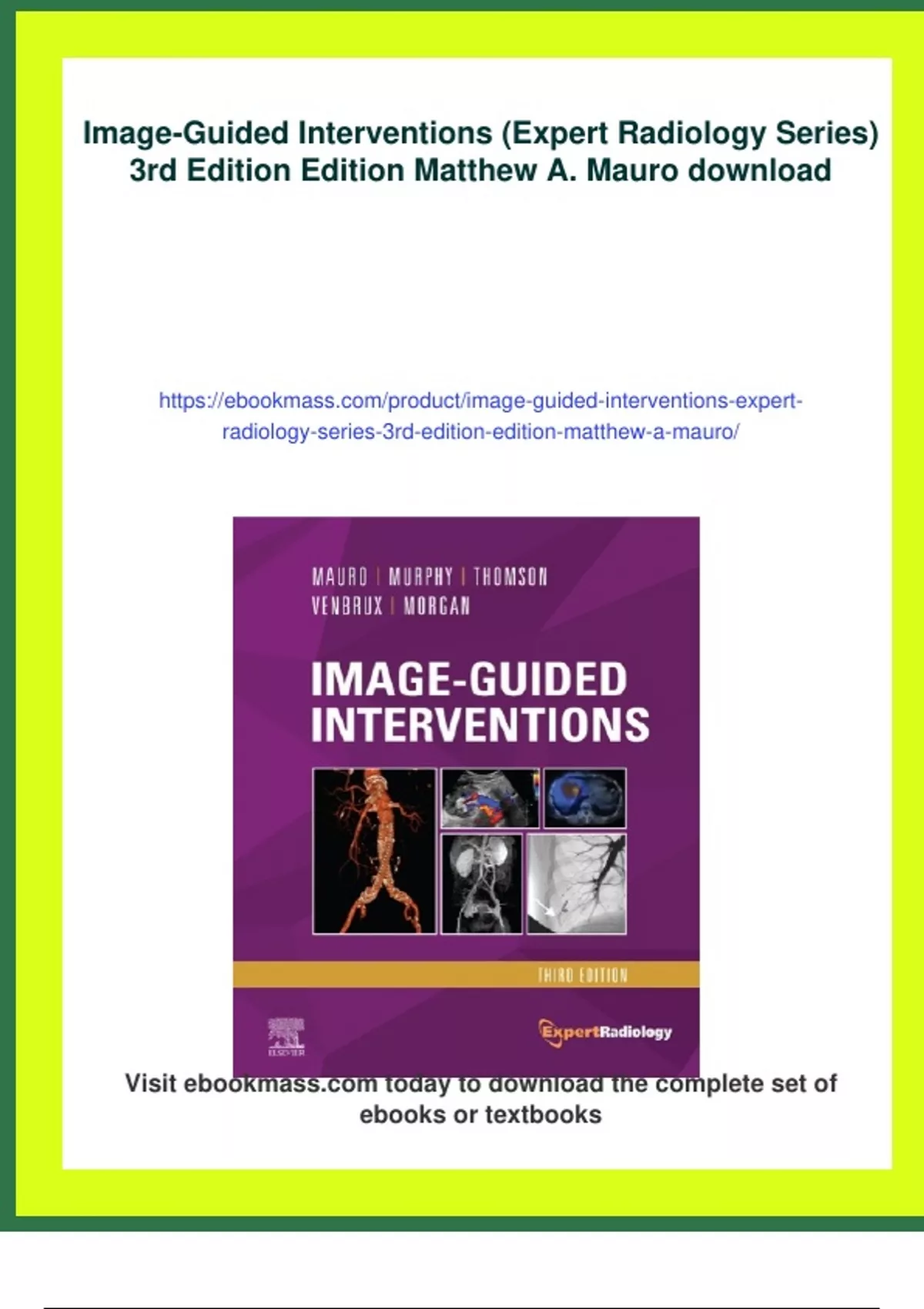 Summary Image-Guided Interventions (Expert Radiology Series) 3rd ...