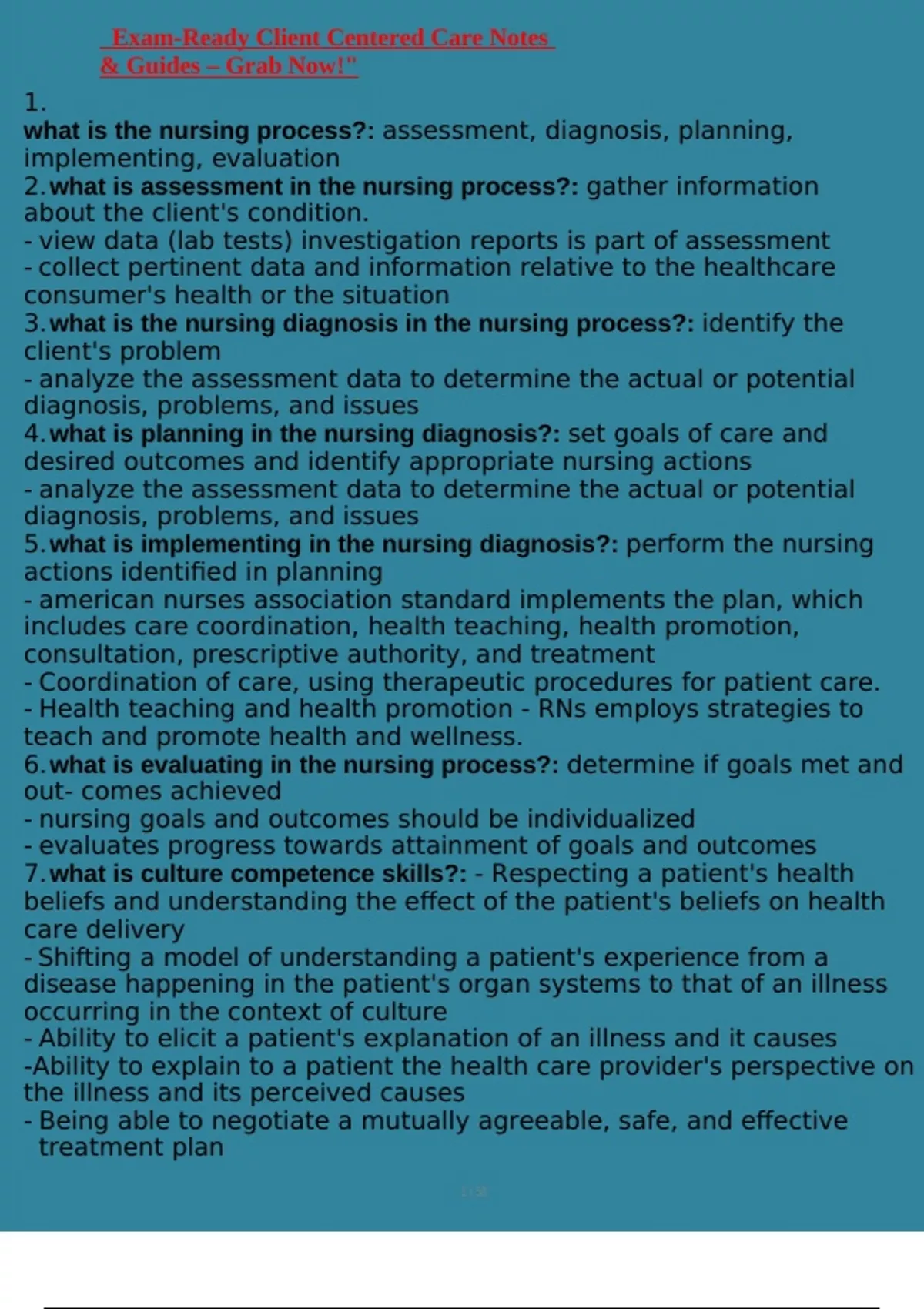 Exam-Ready Client Centered Care Notes & Guides Grab Now - Client ...