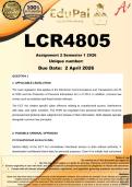 LCR4805 Assignment 2 &lpar;COMPLETE ANSWERS&rpar; Semester 1 2026 - DUE April 2026
