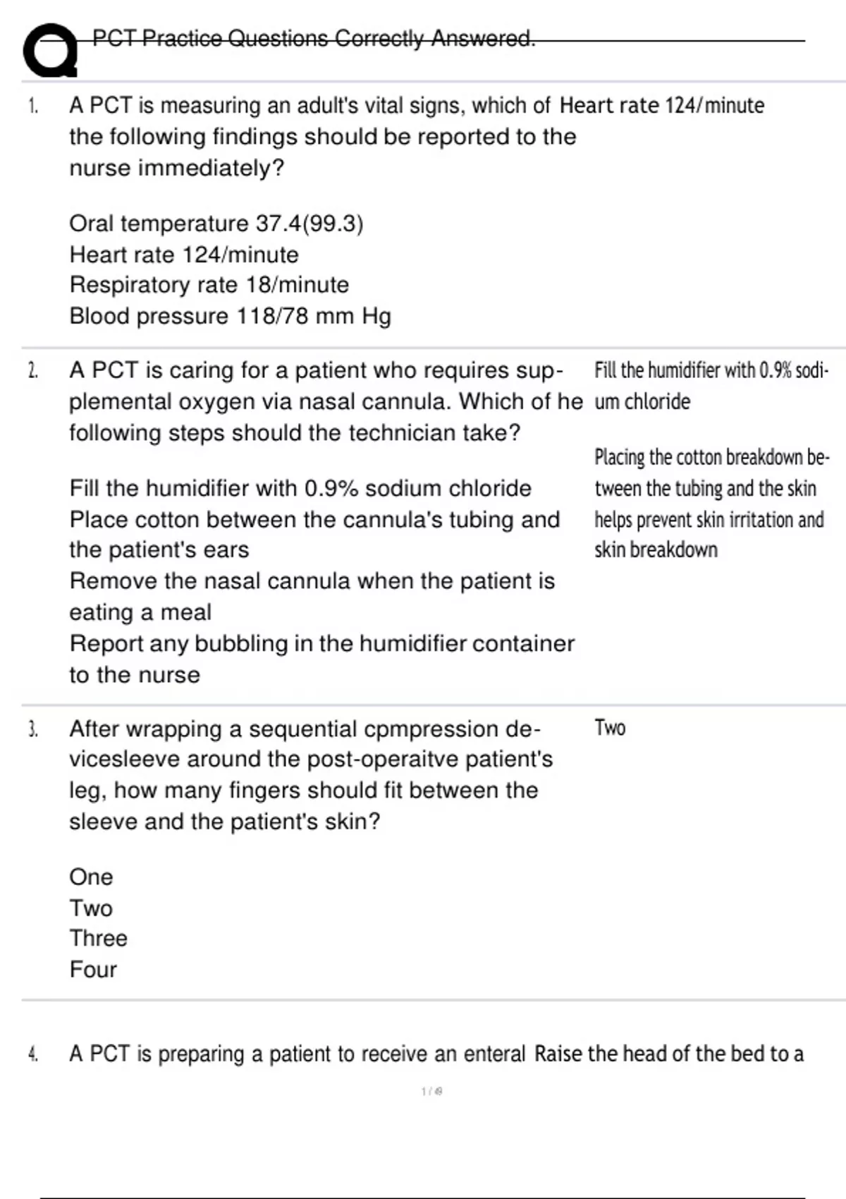 PCT Practice Questions Correctly Answered. - Pct - Stuvia US