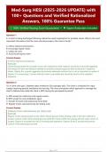 Med-Surg HESI &lpar;2026&sol;2027 UPDATE&rpar; with 100&plus; Questions and Verified Rationalized Answers&comma; 100&percnt; Guarantee Pass
