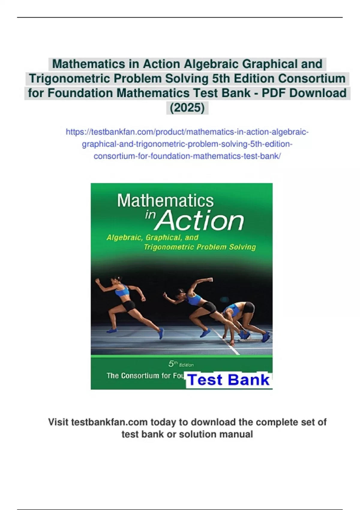 Summary Mathematics in Action Algebraic Graphical and Trigonometric ...