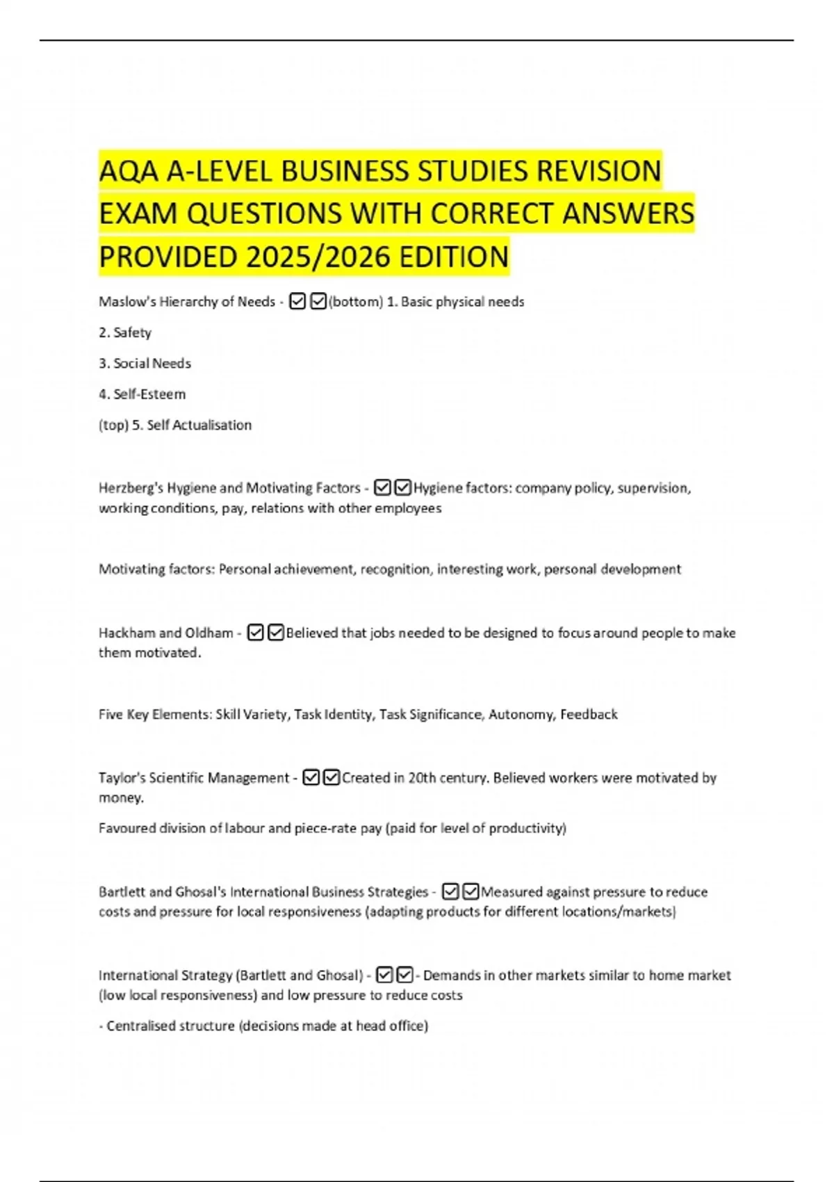 AQA A-LEVEL BUSINESS FINANCE PAPER 2 REVISION EXAM QUESTIONS WITH ...