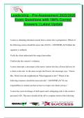 Leadership Nursing Pre-Assessment 2025&sol;2026 &ndash; 50&plus; Exam-Style Q&A with 100&percnt; Correct Answers &ndash; Delegation&comma; Ethics&comma; Informed Consent&comma; Advocacy & Disaster Planning