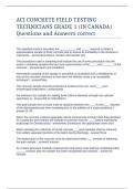 ACI CONCRETE FIELD TESTING TECHNICIANS GRADE 1 &lpar;IN CANADA&rpar; Questions and Answers correct