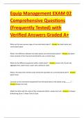 Equip Management EXAM 02 Comprehensive Questions &lpar;Frequently Tested&rpar; with Verified Answers Graded A&plus;
