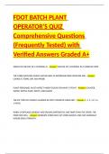 FDOT BATCH PLANT OPERATOR'S QUIZ Comprehensive Questions &lpar;Frequently Tested&rpar; with Verified Answers Graded A&plus;