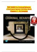 Test Bank For Criminal Behavior A Psychological Approach 12th Edition