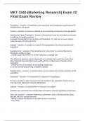 MKT 3340 &lpar;Marketing Research&rpar; Exam -2 Final Exam Review Questions and 100&percnt; Correct Answers 