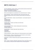 MKTG 3340 Quiz 1 Questions With 100&percnt; Graded A&plus; Answers 