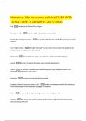 Primerica&colon; Life insurance policies EXAM WITH 100&percnt; CORRECT ANSWERS 2025&sol; 2026