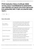 PTCB Medication History Certificate &lpar;2025&rpar; ACTUAL EXAM COMPREHENSIVE QUESTIONS AND VERIFIED ACCURATE SOLUTION &lpar;DETAILED & ELABORATED&rpar; &vert;GET IT 100&percnt; ACCURATE&excl;&excl; 2025 TEST&excl;&excl; &vert;