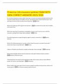 Primerica&colon; Life insurance policies EXAM WITH 100&percnt; CORRECT ANSWERS 2025&sol; 2026