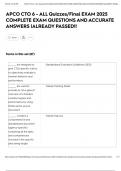 APCO CTO 6 - ALL Quizzes&sol;Final EXAM 2025 COMPLETE EXAM QUESTIONS AND ACCURATE ANSWERS &vert;ALREADY PASSED&excl;&excl;