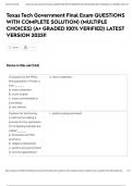Texas Tech Government Final Exam QUESTIONS WITH COMPLETE SOLUTION&rpar; &lpar;MULTIPLE CHOICES&rpar; &lpar;A&plus; GRADED 100&percnt; VERIFIED&rpar; LATEST VERSION 2025&excl;&excl;